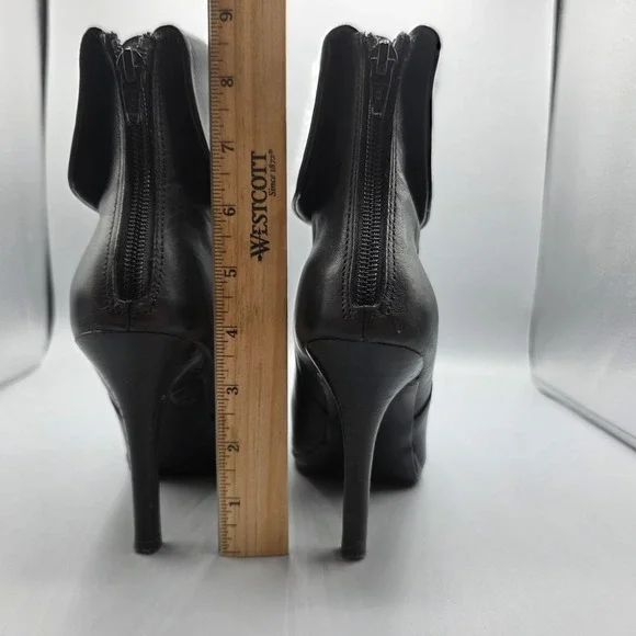 LRL Lauren Ralph Lauren Leola Booties Womens 8 Black Leather Stiletto Zipper - Picture 11 of 12